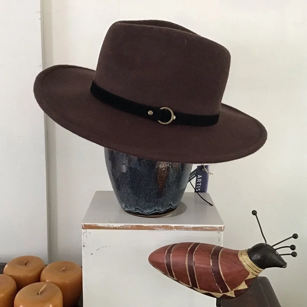 Artisan NY chocolate brown wool cowboy/ outback hat. NWT one size. 3” br…